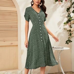 shein button down boho dress